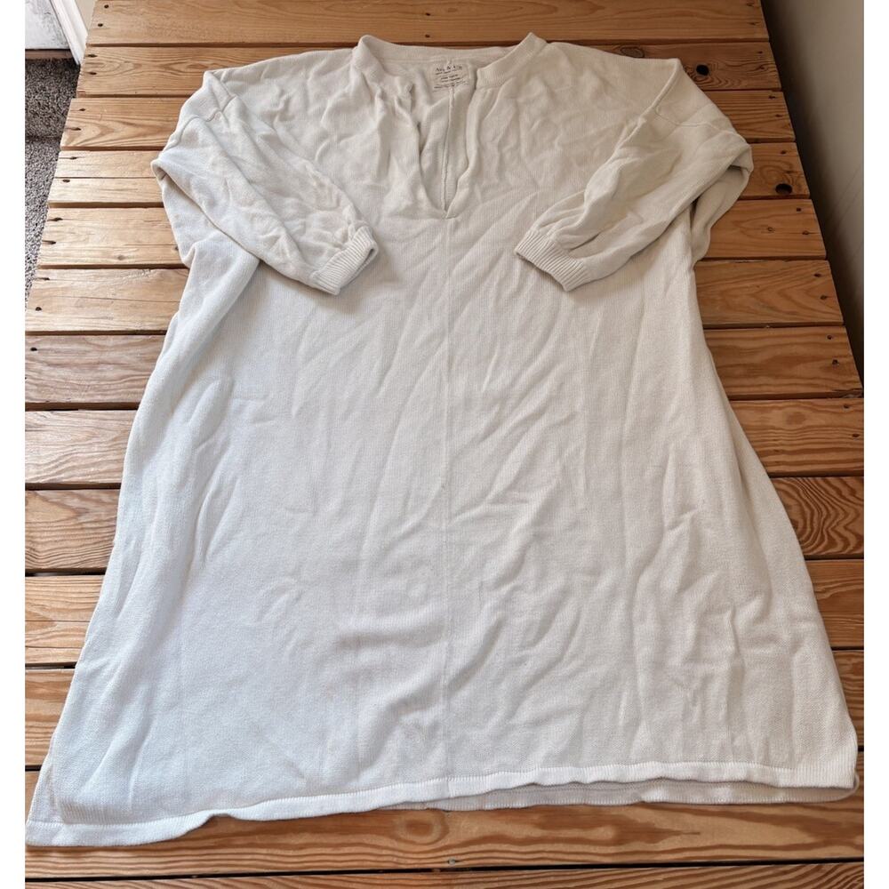 Avy & Co Women’s Oversized v Neck Lola Knit Dress 100% Cotton One Size Cream M4 - Picture 2 of 8
